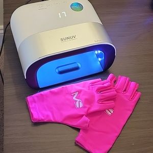 SunUV Professional Nail Lamp for Gel Polish w/ Hot Pink UV Protective Gloves